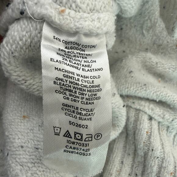 LOFT Oversized Cowl Neck Sweater | White Speckled Lagenlook Cozy Boxy Knit | L - Picture 5 of 10